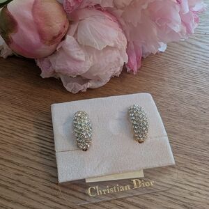 Dior Gold Teardrop Earrings with Crystals